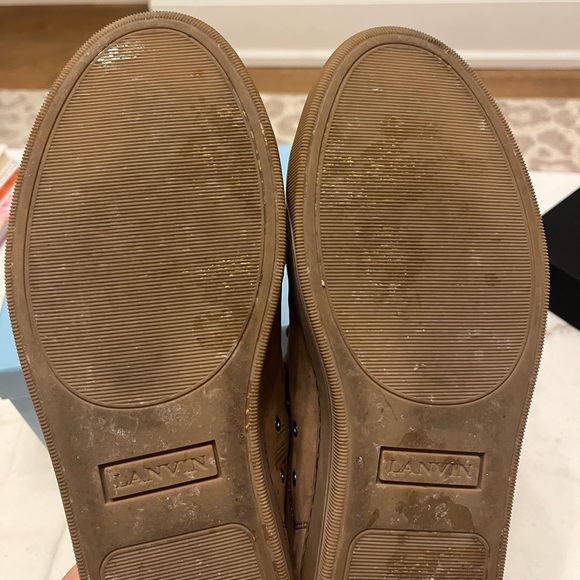 Mens Lanvin sneakers DBB1 lace up in tan colour size 10 - Picture 4 of 7